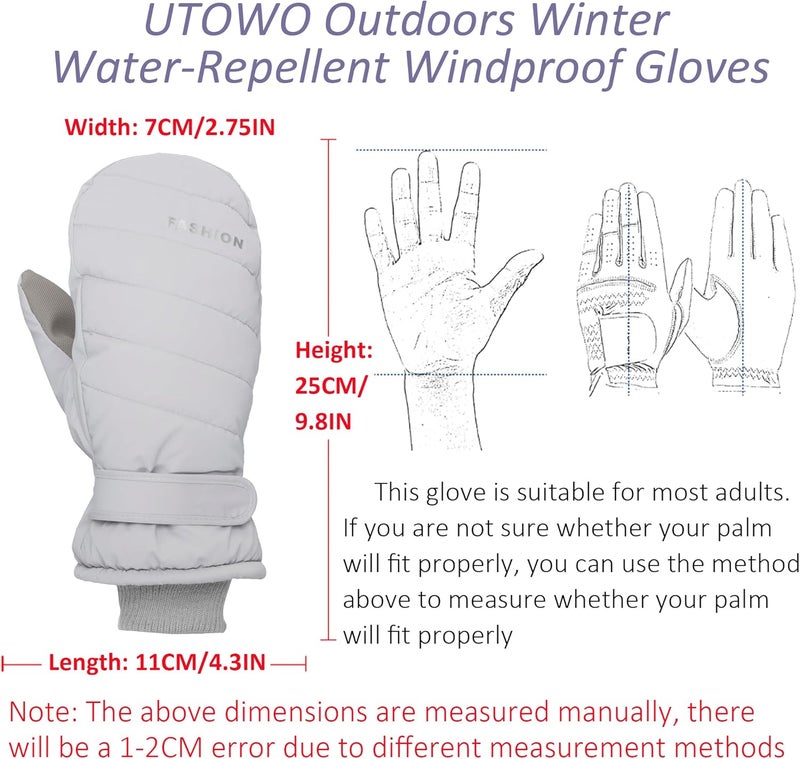 UTOWO Outdoors Winter Ski Mittens for Men Women - Warm Snow Mitts for Cold Weather Non-Slip Water-Repellent Gloves Windproof - Image 3